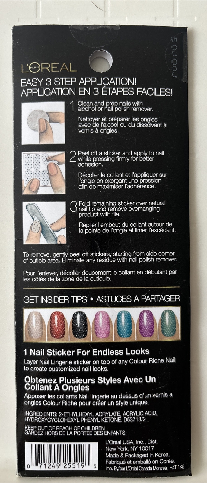 L’Oreal: Colour Riche Nail Lingerie 18pc 3D Nail Stickers “Bling Addict” (BN)