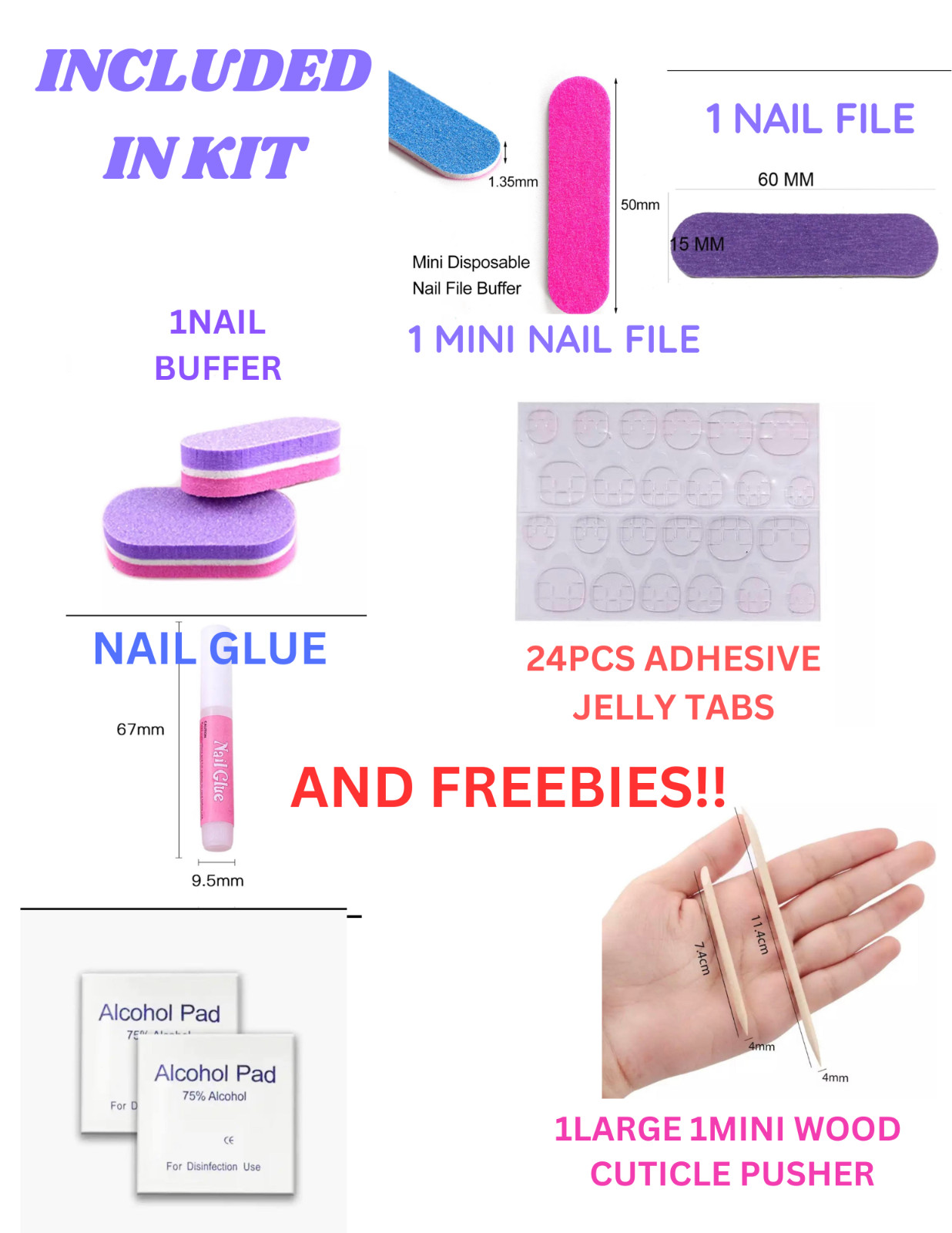 Kuromi BlackPink Kawaii Handmade Press On Nails