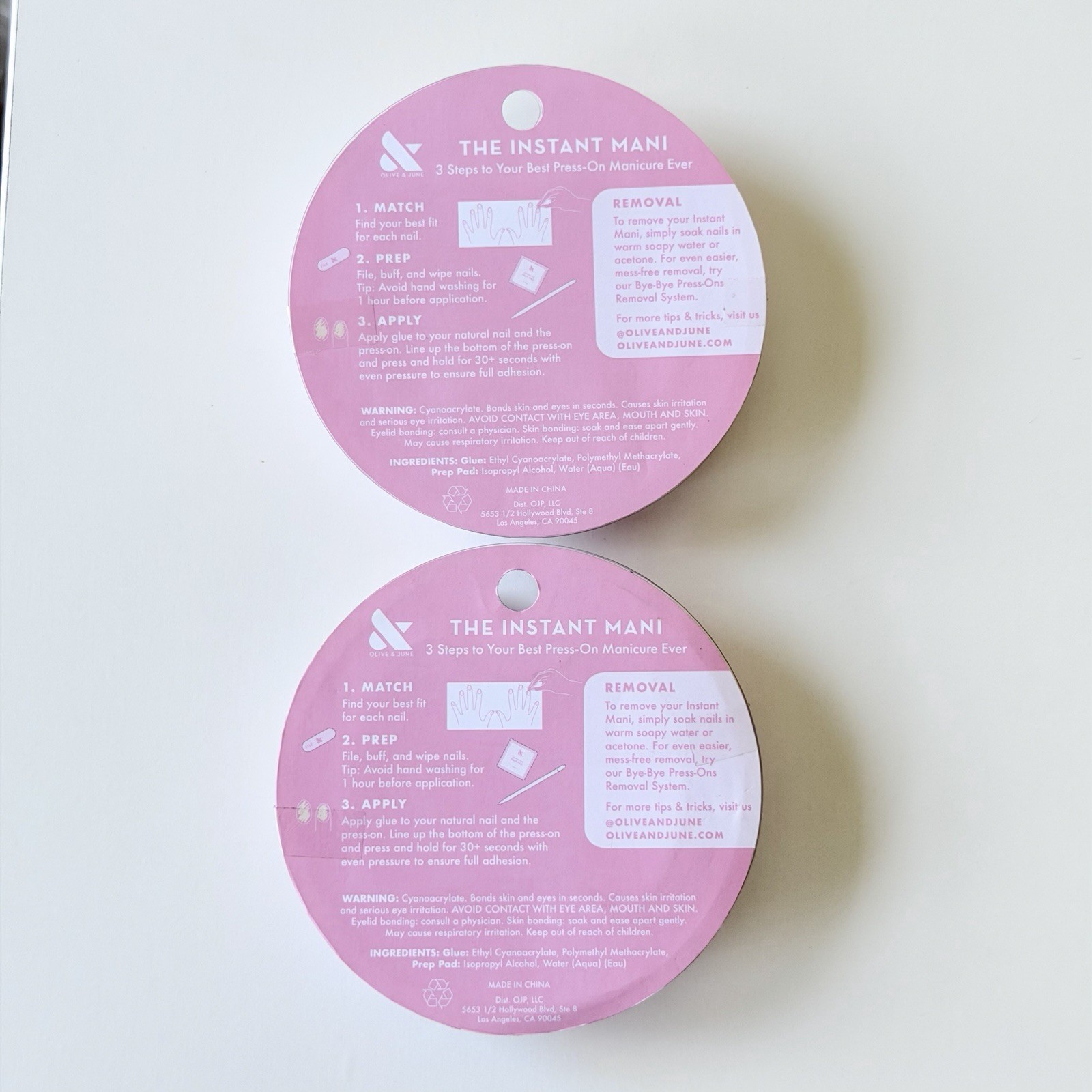 x2 Olive & June Instant Mani Press-On Nails Almond Medium Floral /Ombre New SEAL