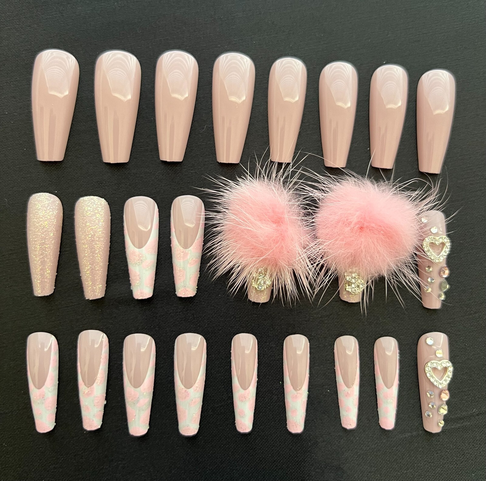 Press on Nails Long Coffin w/ Lovely Designed Press On Nails Gift
