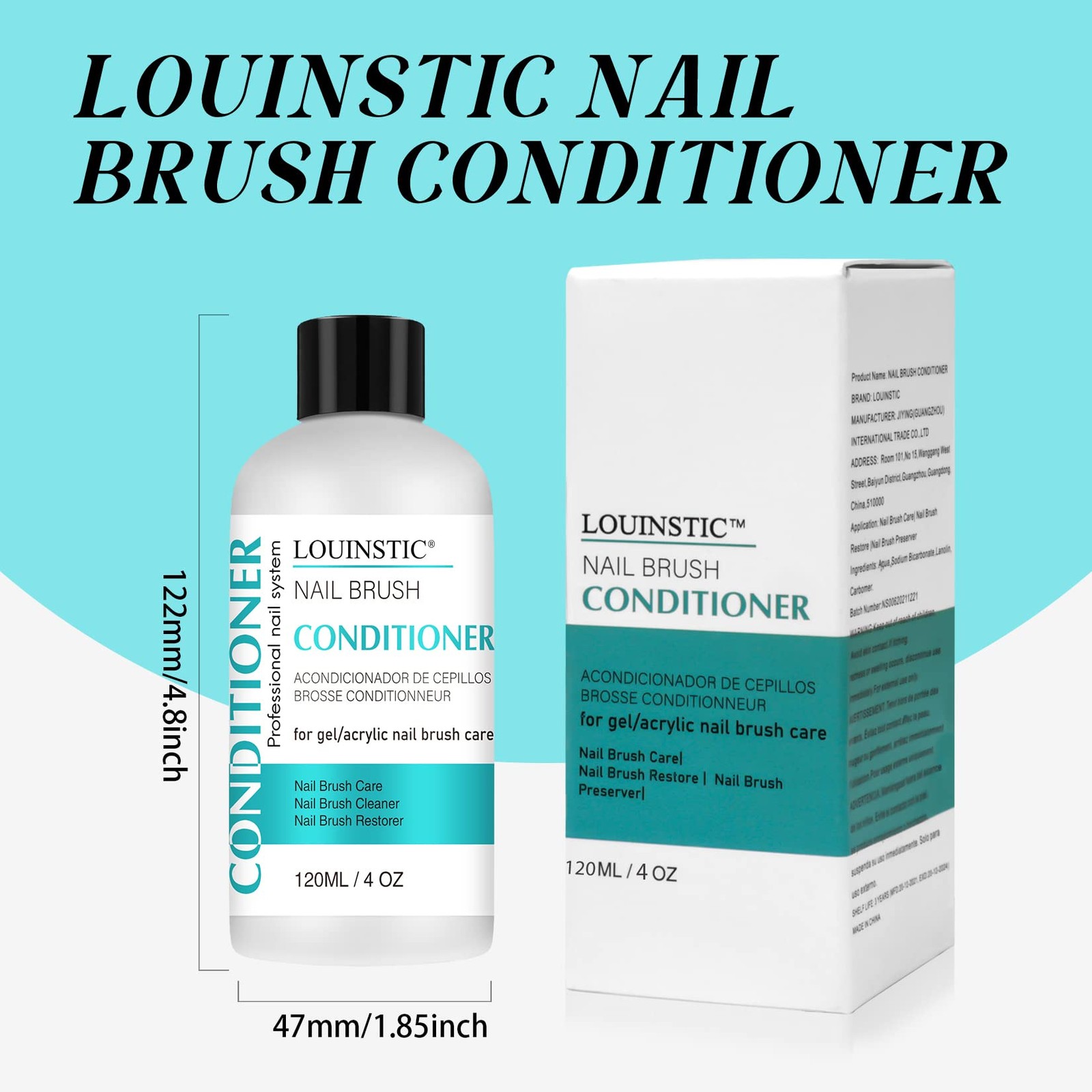 LOUINSTIC 120.00 ml (Pack of 1), Nail Brush Cleaner and Conditioner 4 oz