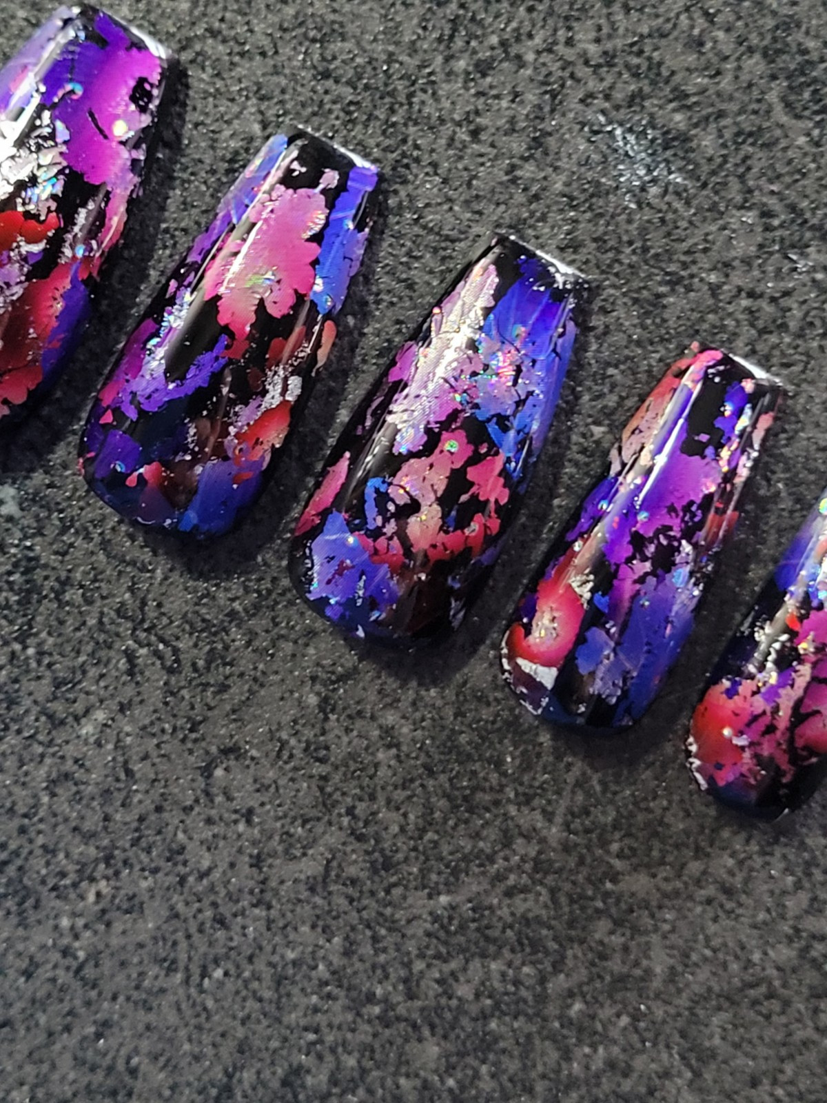 Custom Gel Press on Nails fake nails Handmade 10 pc set MEDIUM Pink Red Purple