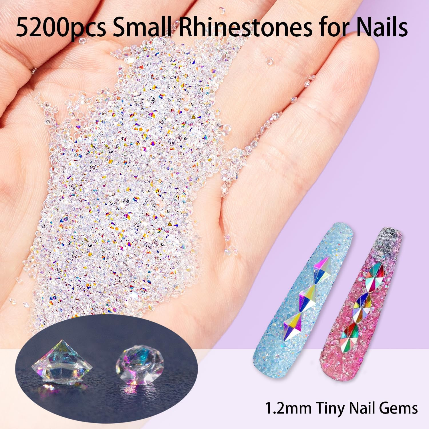 8000pcs Nail Gems and Rhinestones for Nails Art, 240 Shaped Glass AB Crystals Na