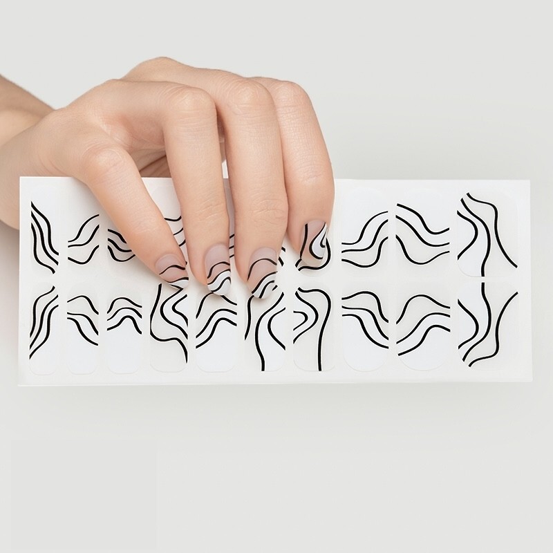 Selfadhesive nail stickers nail polish full wraps-elegant designs- black linings