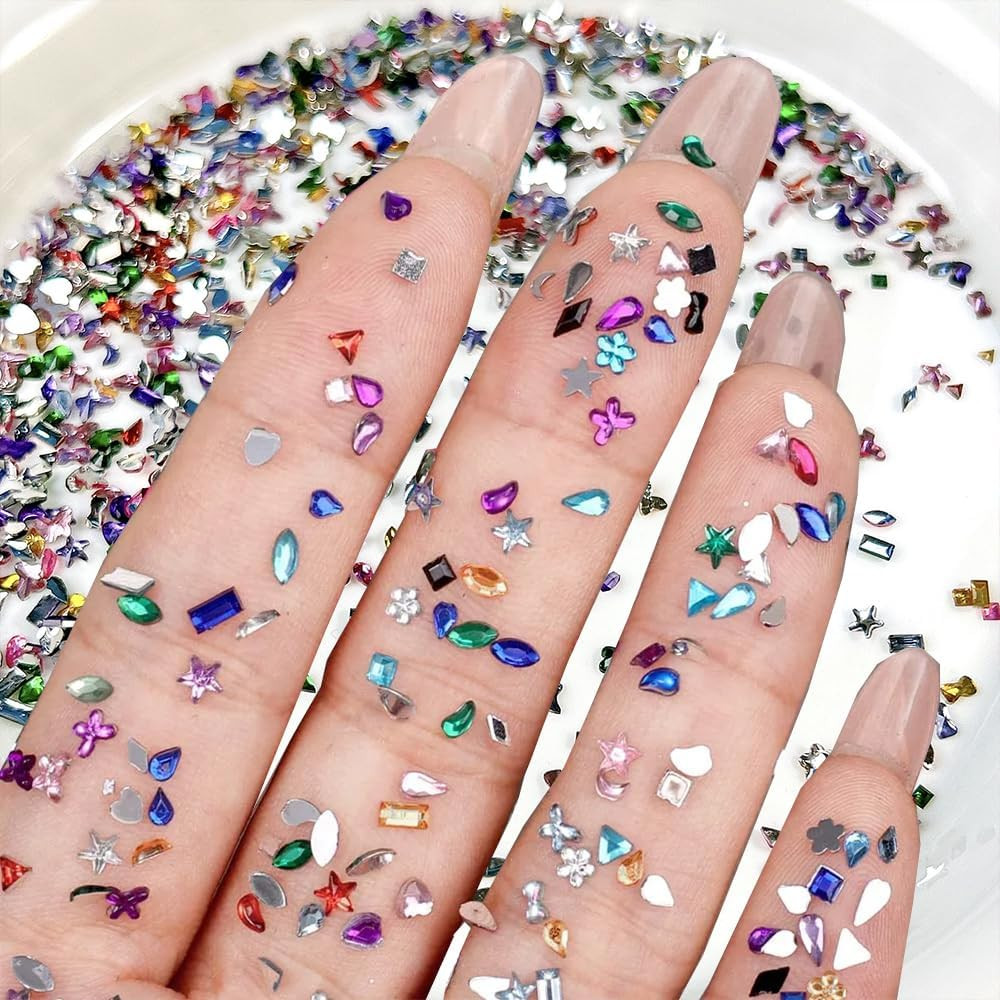 3000Pcs Mini Rhinestones for Nails Colorful Nail Rhinestones Acrylic Flatback