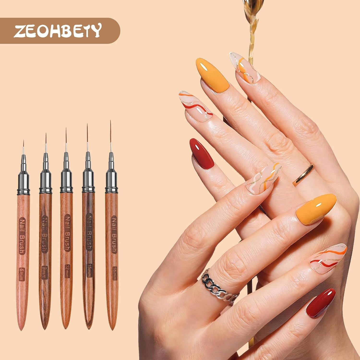 Nail art brushes, 5Pcs Nail Art Liner Brushes, Painting Art Design Brush Set …