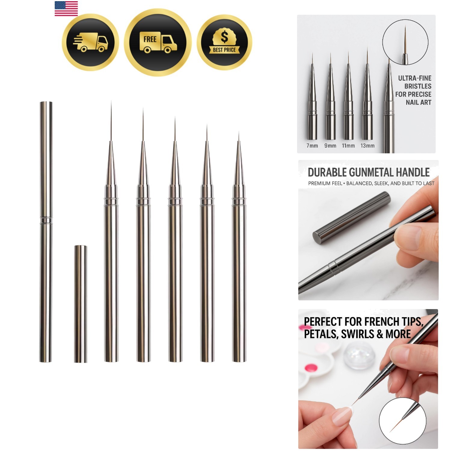Nail Art Liner Brushes Set – 5PCS Long Thin Nail Brushes for Gel Nail Polish,…