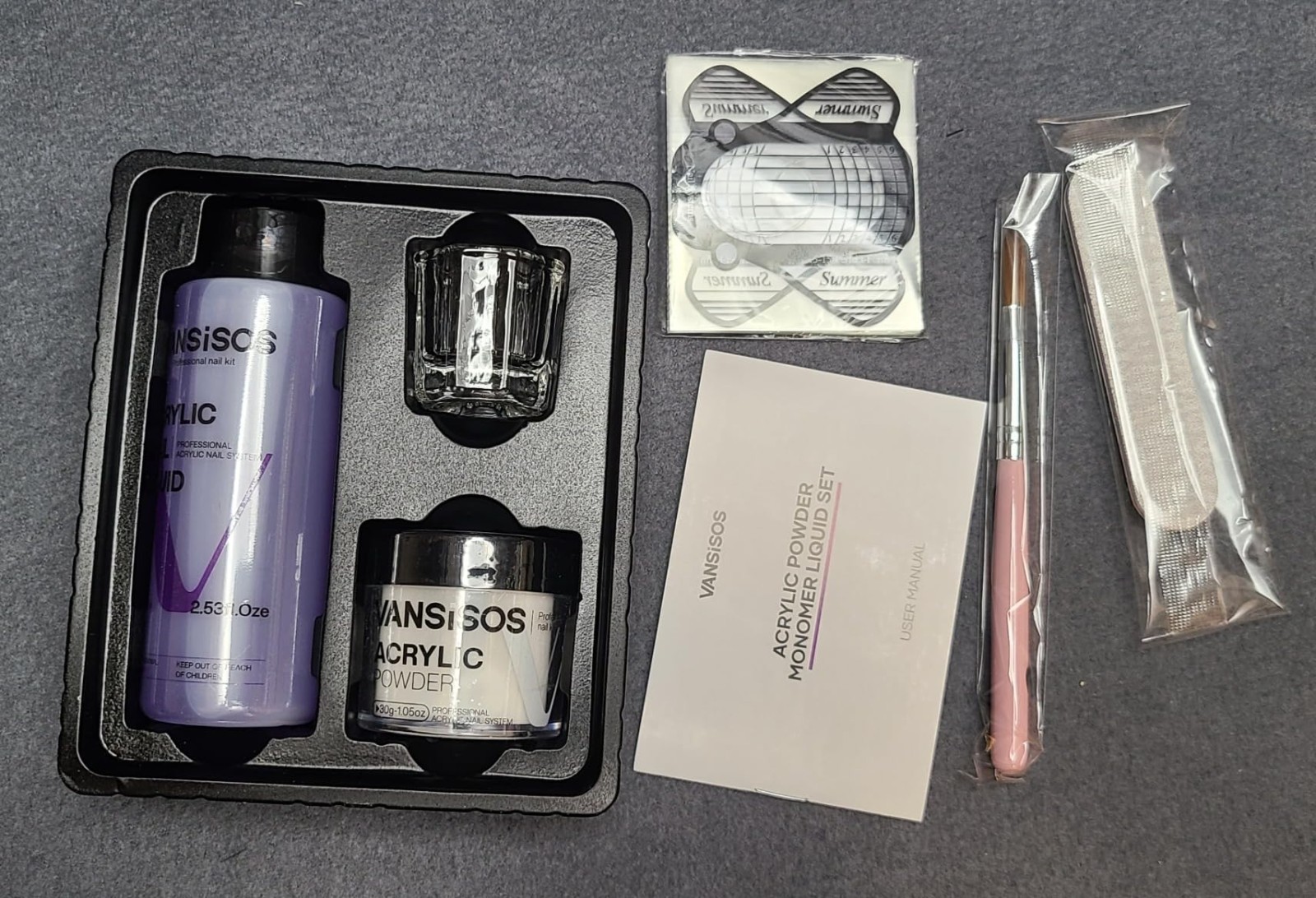 Acrylic Nail Kit Clear Acrylic Powder Liquid Set Nail Brush Extension DIY Set