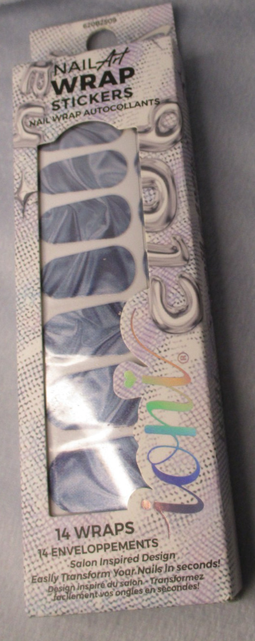 Ioni Nail Art WRAP Stickers Vibe Check Blue & Gray Swirl Design NEW in Box