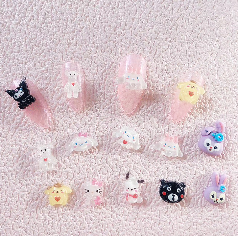 Resin Bunny Puppy Bow Hello Kitty Flatback Nail Art 2Pcs Manicure Decors NS31