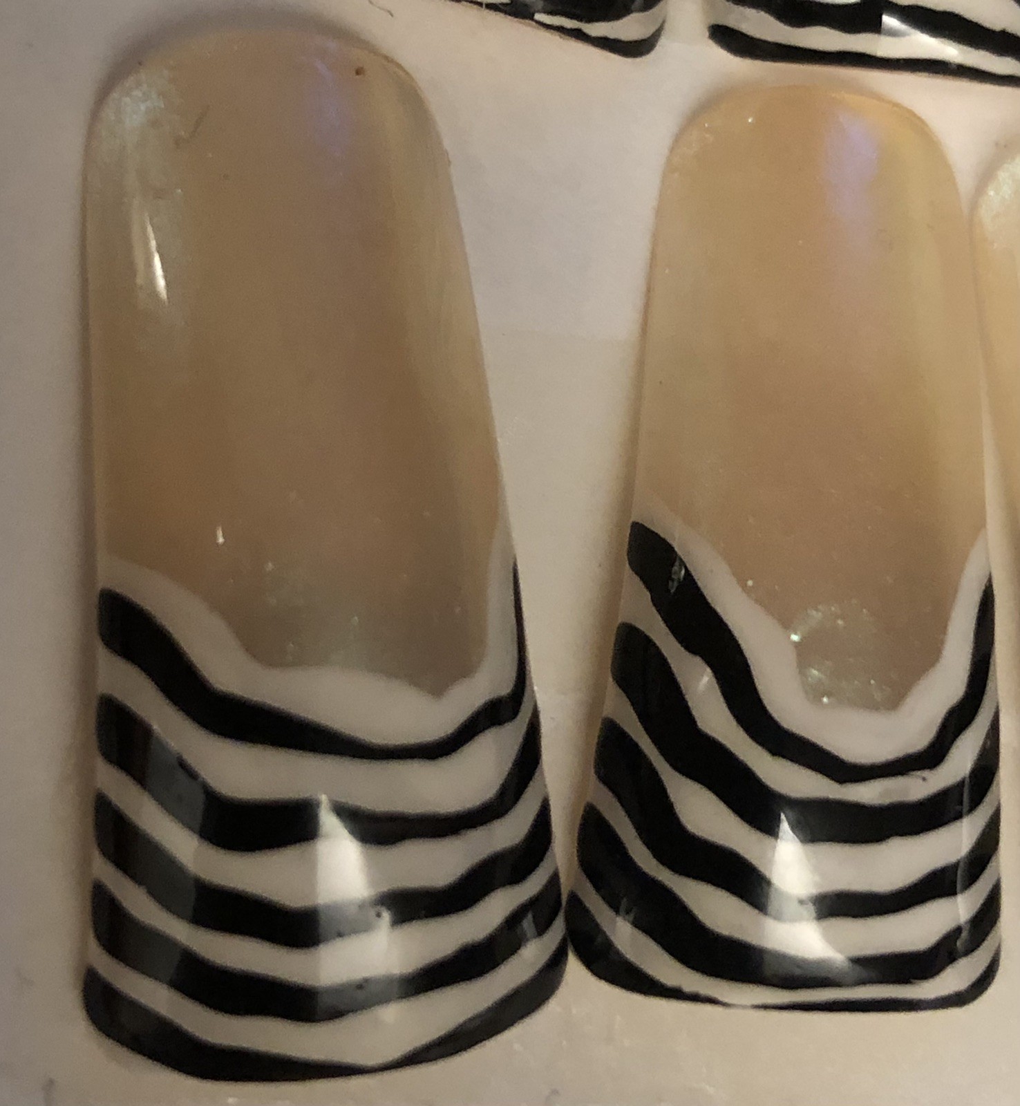24 Custom Gel Press on Nails Zebra Stripes