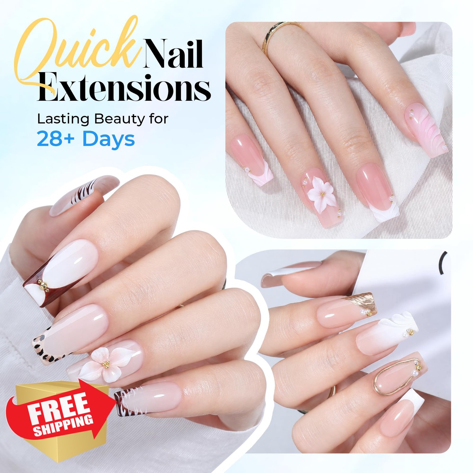 UNA GELLA Medium Square Gel Nail Tips 120pcs Kit Matte
