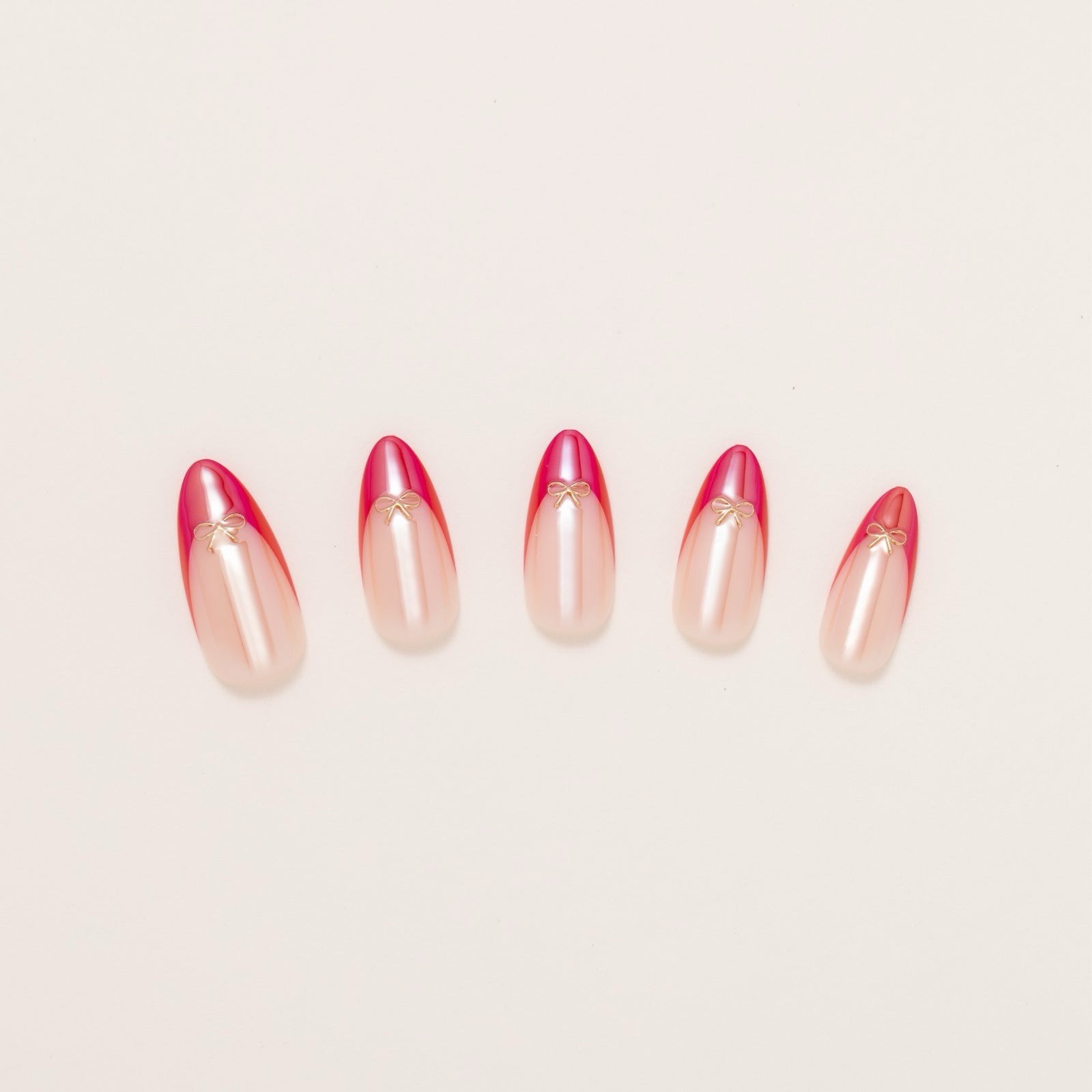 Nail Reformation 30 Press-On Nails Red French Bow Glazed