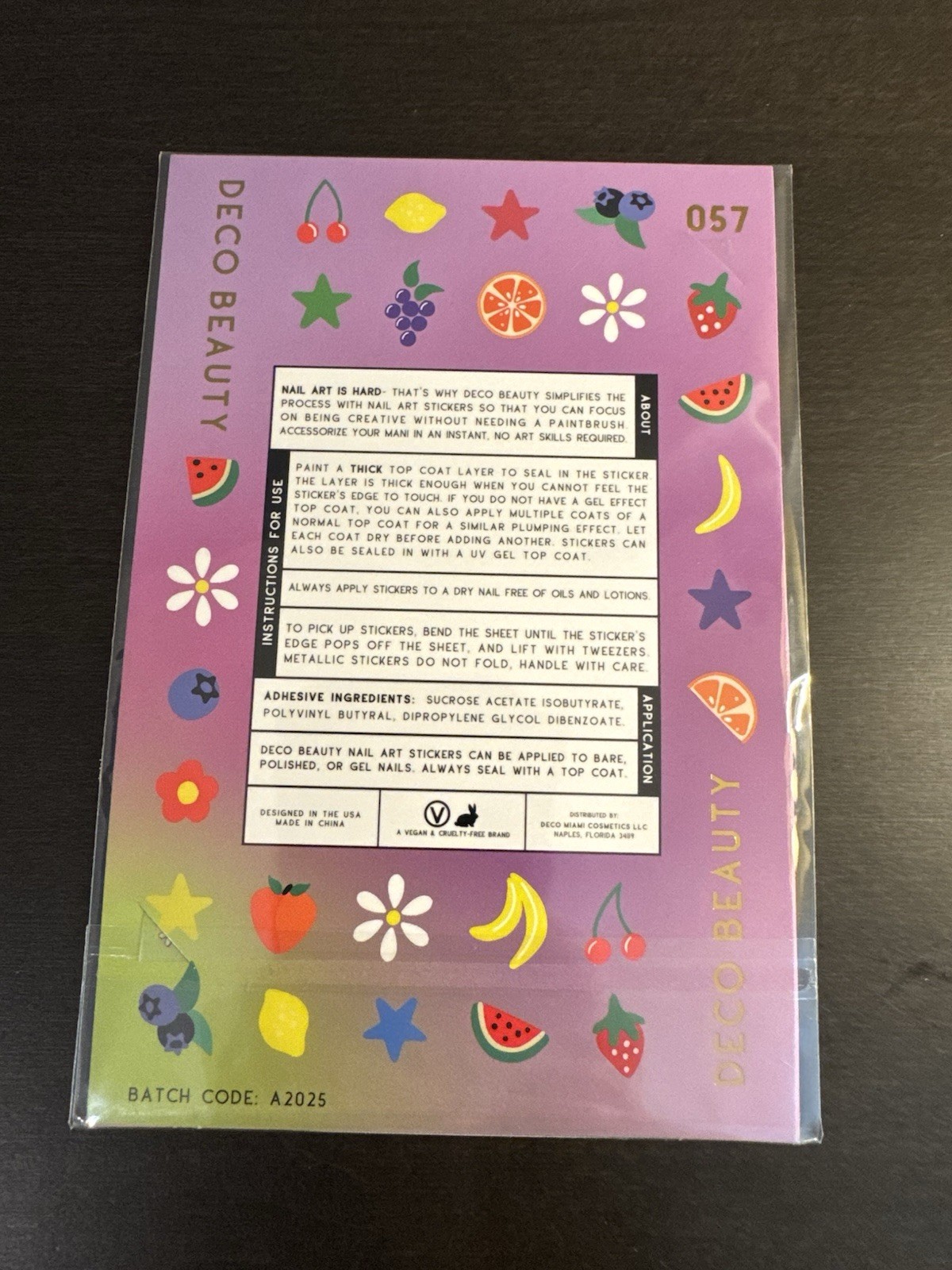 Deco Beauty Fruit Salad Nail Art Stickers 1 Sticker Sheet 212 Pieces NEW