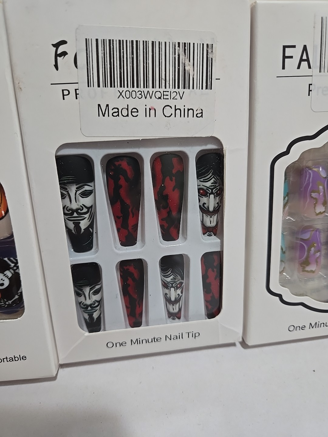 LOT OF 3 ASSORTED PRESS ON / GLUE ON NAILS, NEW IN BOX, 24 COUNT EACH BOX