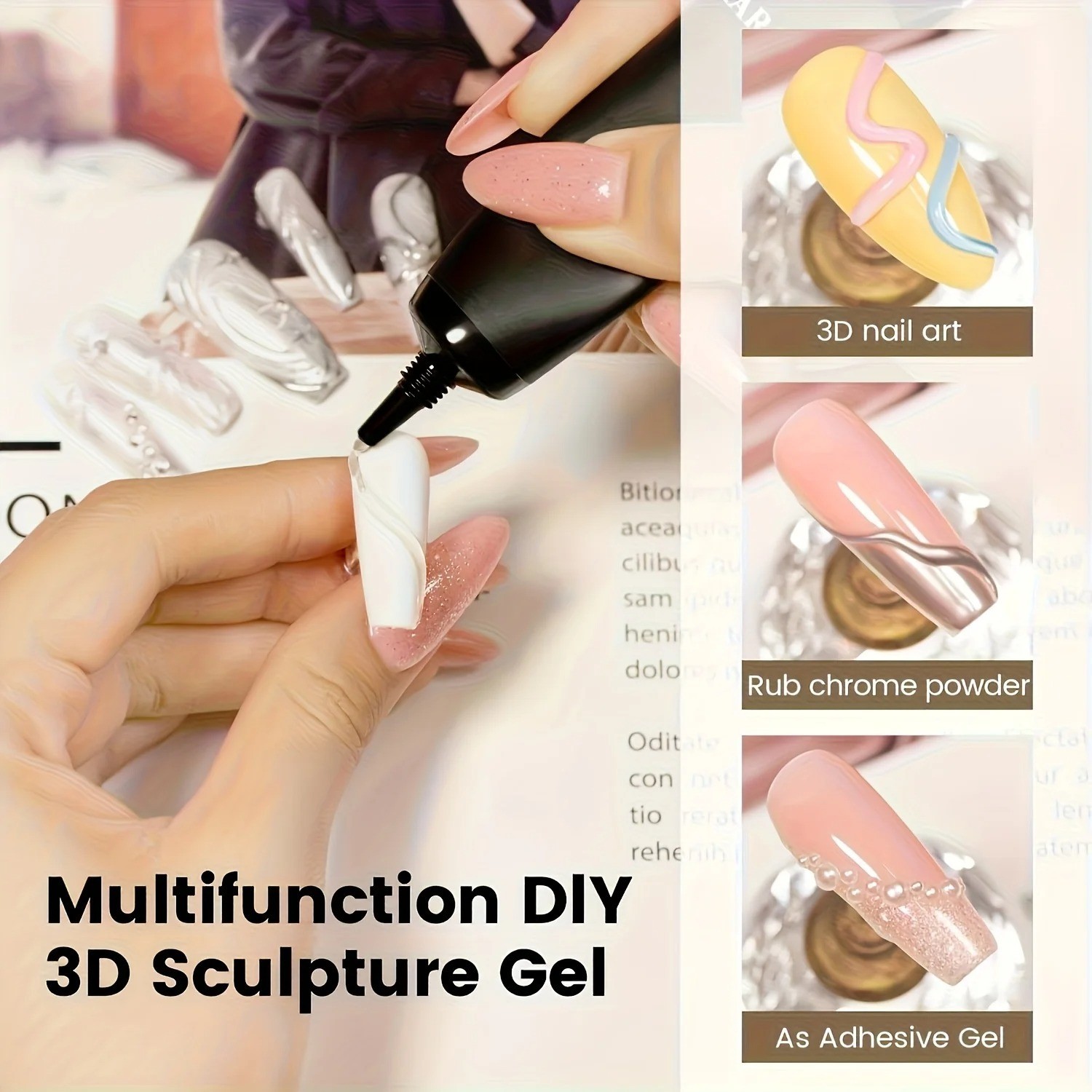 3D Nail Art Gel Clear Sculpting Gel for Nail Art Design DIY 3D Molding Gels for