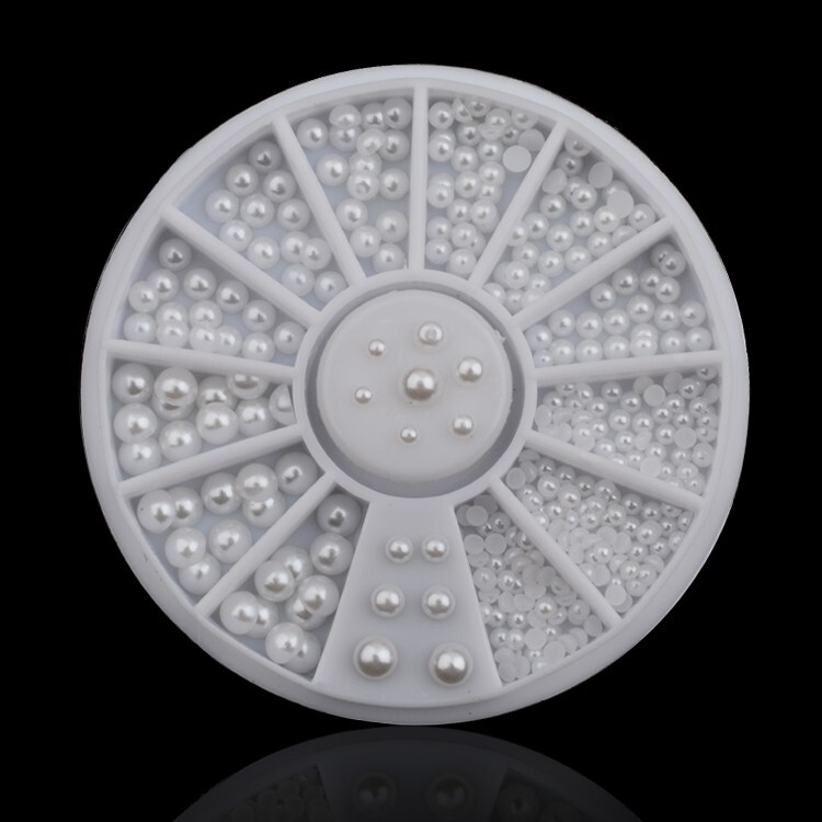 Pure White Half Pearl Flatback Round Gems 2mm 3mm for Nail art Tips Decor Wheel