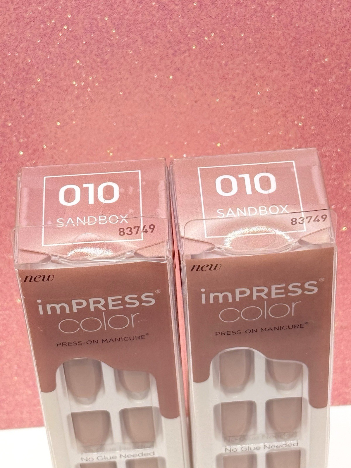 Kiss imPRESS No Glue Press-On Nails Manicure Short Color 010 Sandbox Lot Of 2