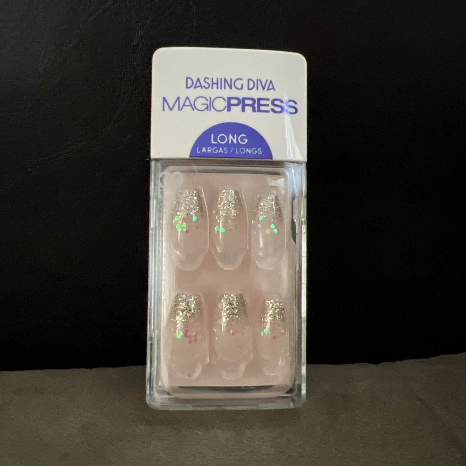 Glitter Press On Nails – Dashing Diva – No Glue Needed – 30 Count – New