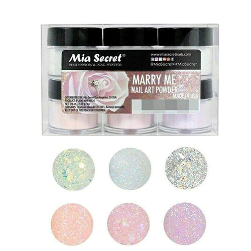 Mia Secret Monomer 4 oz with Marry Me 6 Colors Set Nail Art Powder