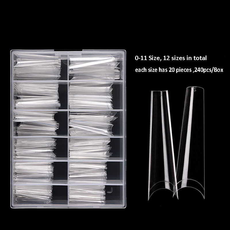 240pcs/Box Half Cover XXL Coffin Tips C Curve Extra Long False Nails Acrylic Tip