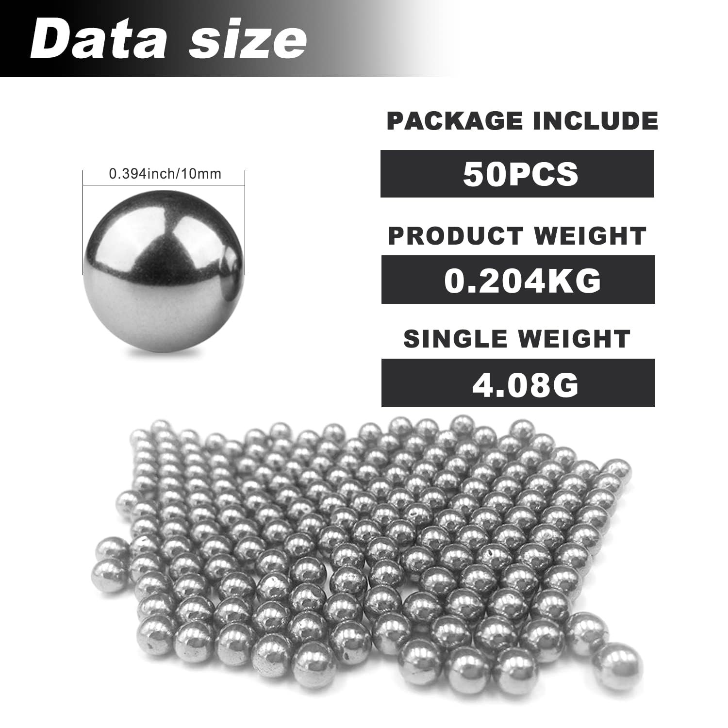 50 PCS 10mm Precision Solid Carbon Steel Ball Bearings Loose Balls Core