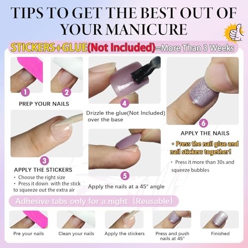 Royal Blue Cat Eye Press on Nails Short, 30 Pcs 15 Sizes glass royal blue