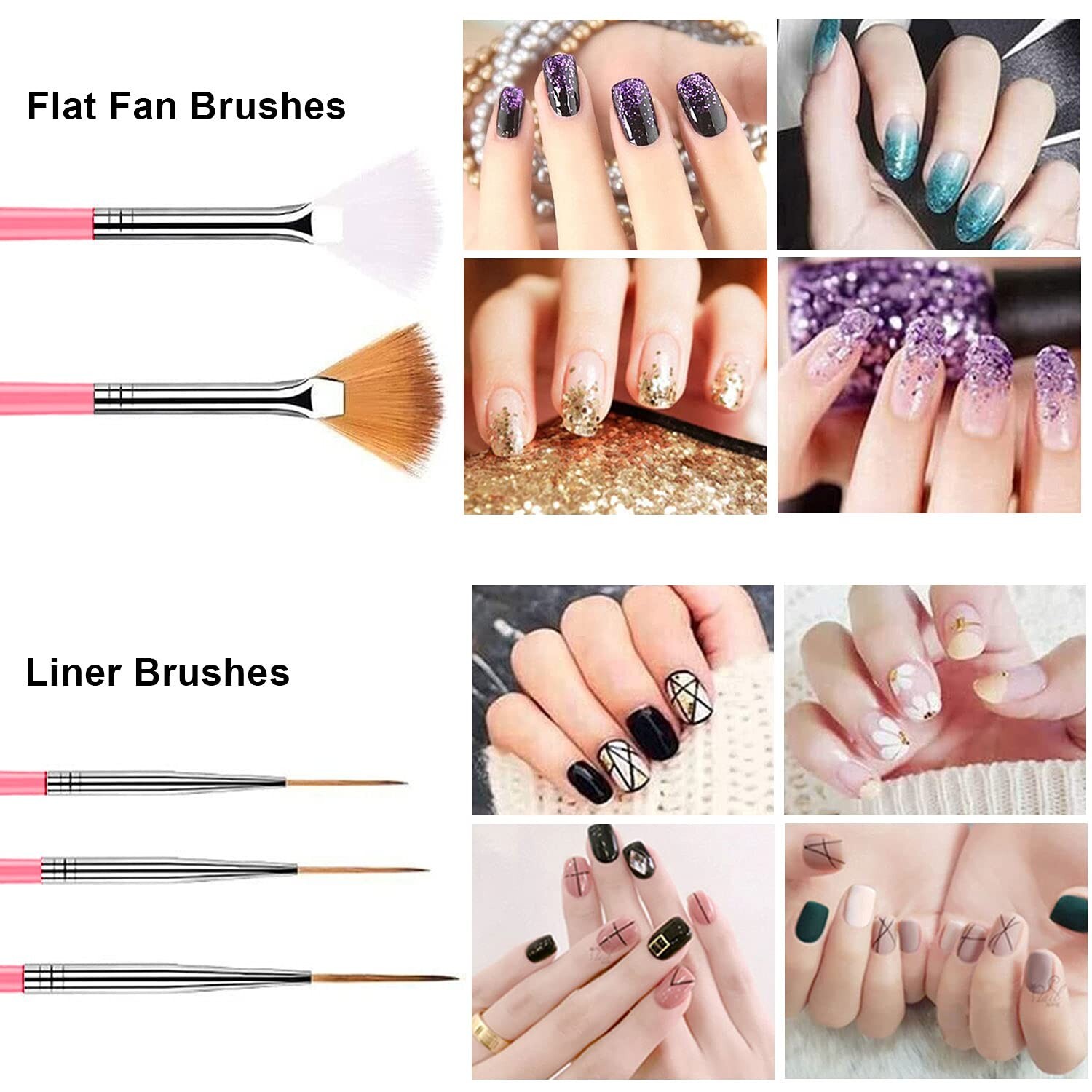 20pcs Nail Art Design Tools, 15pcs Brushes Kit with 5pcs Dotting Pens