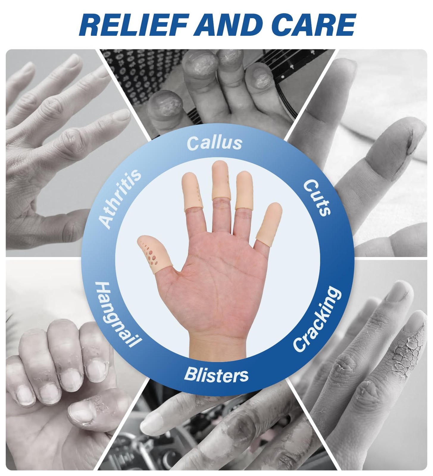 Gel Finger Cots Protectors with Air Holes, Silicone Fingers Covers Bandages C…
