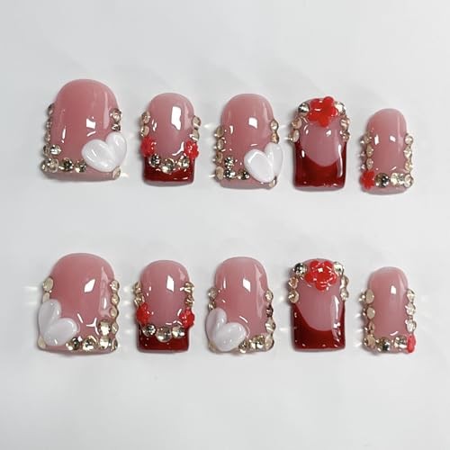French Tip Press on Nails Handmadehortquare 3D Thick Acrylic Nails S Style37