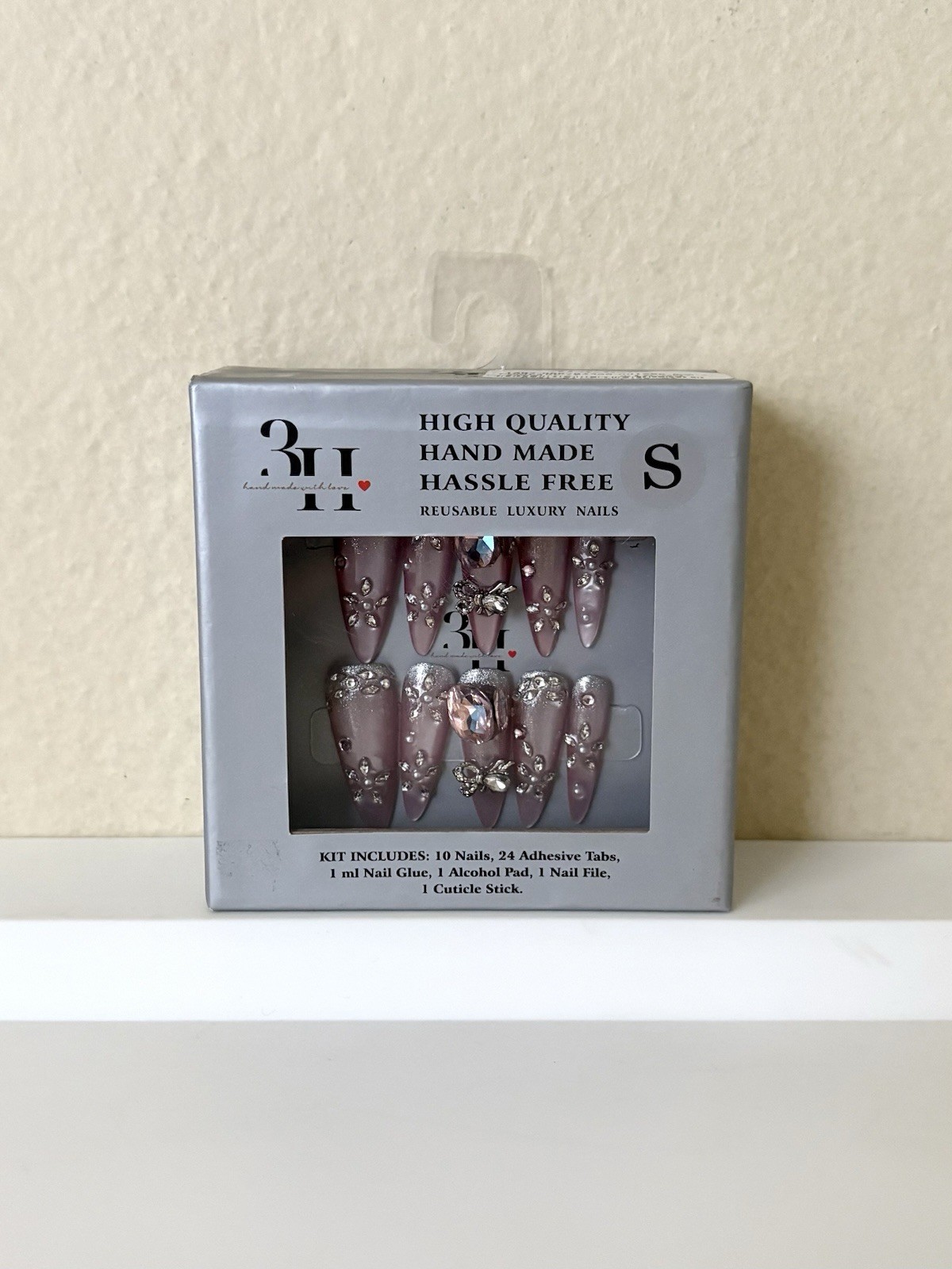 3H Luxury Handmade High Quality Press-On Nails Kit Rhinestones Small