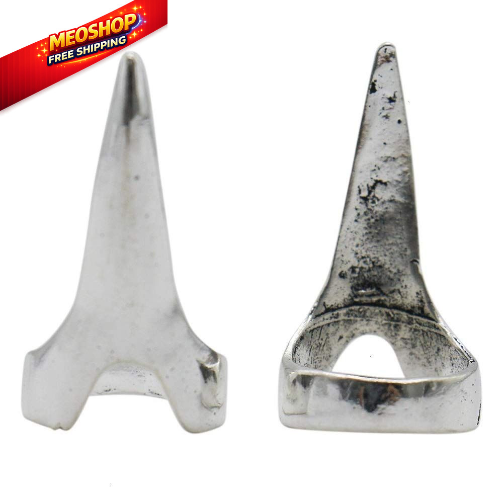 Lzz 10 Pieces of Vintage Silver Punk Rock Gothic Nails Finger Ring silver