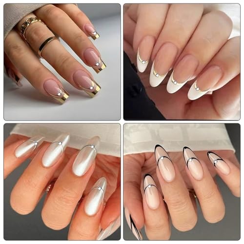 Rhinestone Studded French Line Nail Art Rhinestone 3 Colors French Smile Line