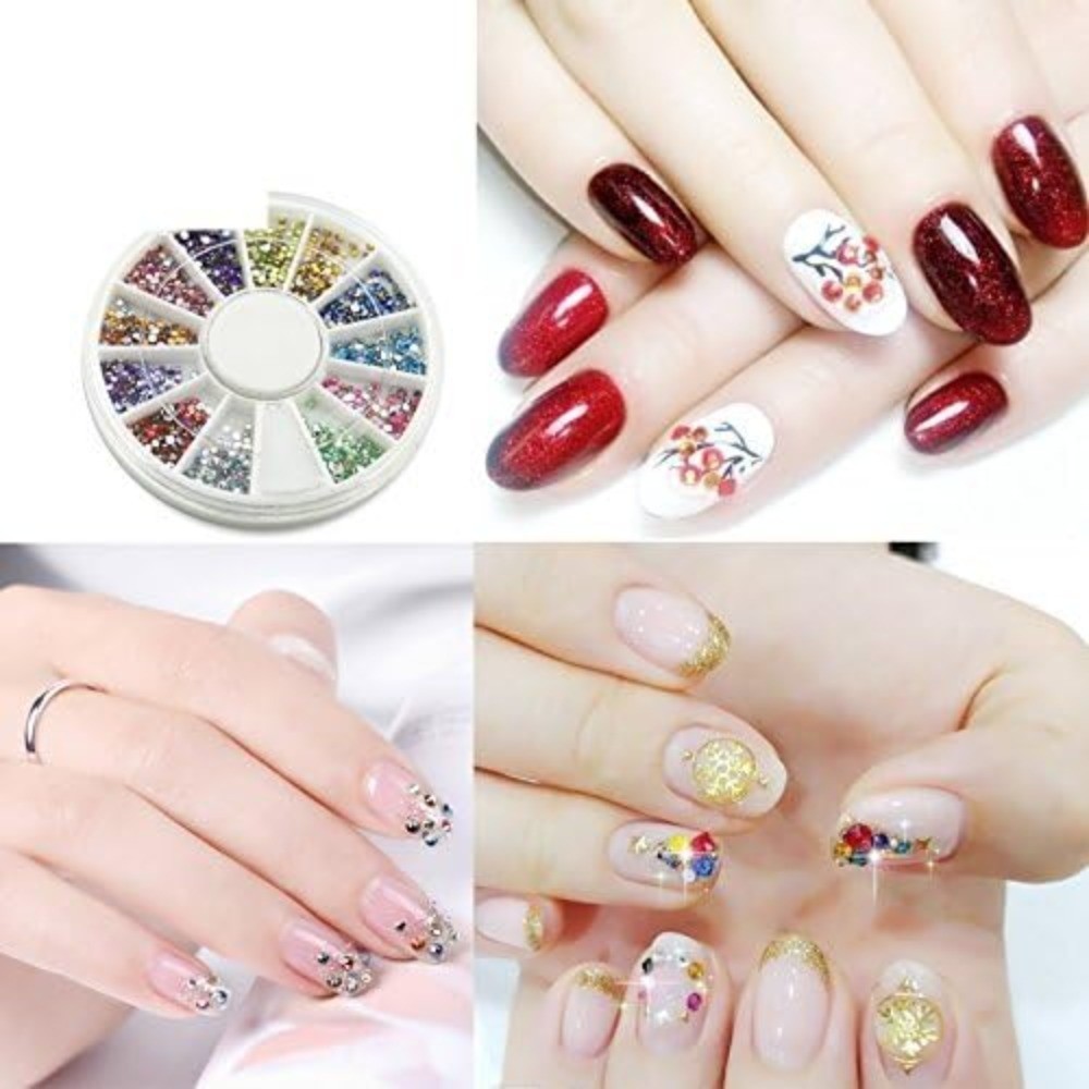 Valentine’s Day Nail Art Decorations 600 Pcs Crystal Glitters Rhinestones