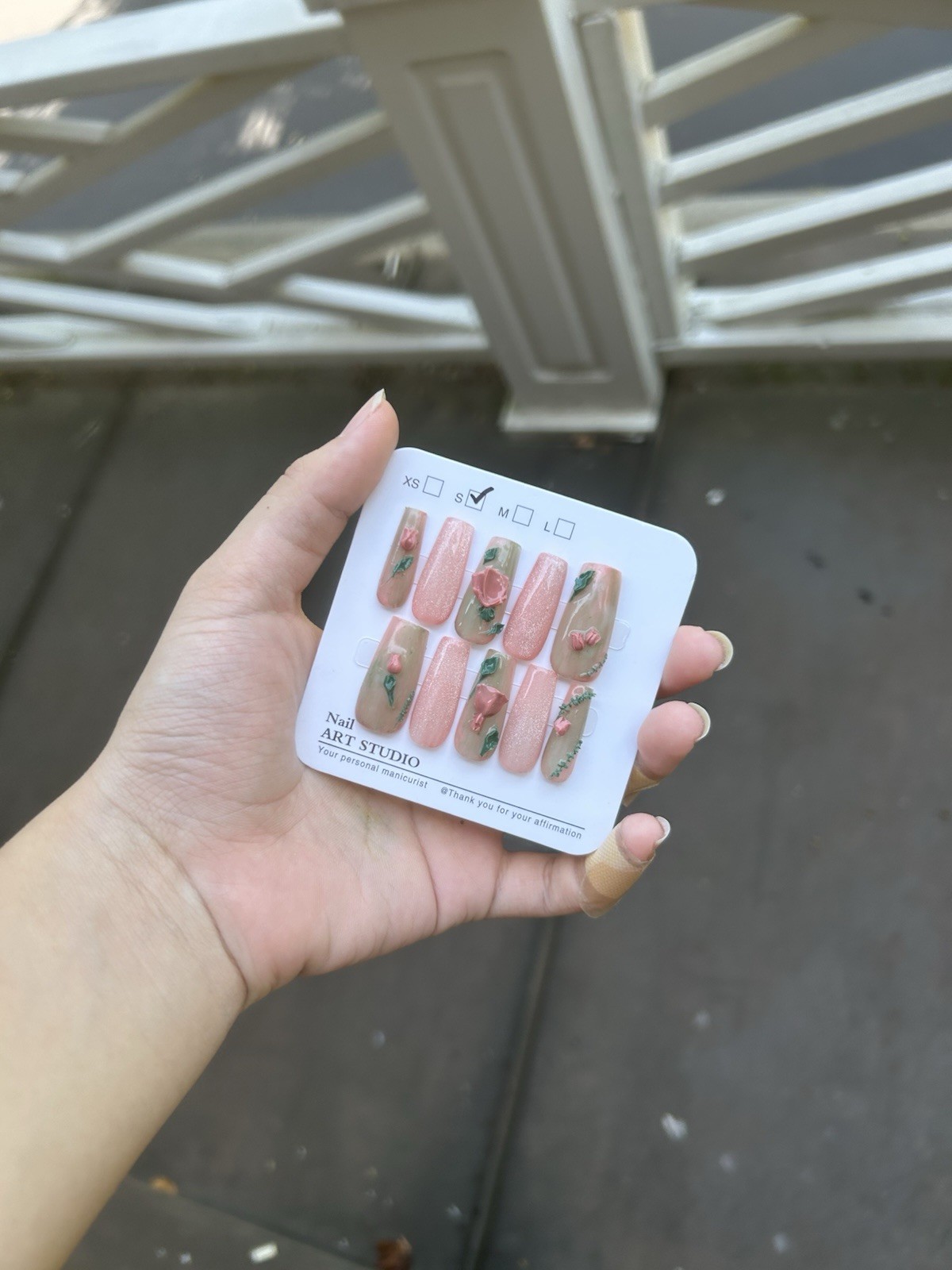 Romantic Flower Handmade Nail Tips And Glitter Pink × 3D Rose Nail Art