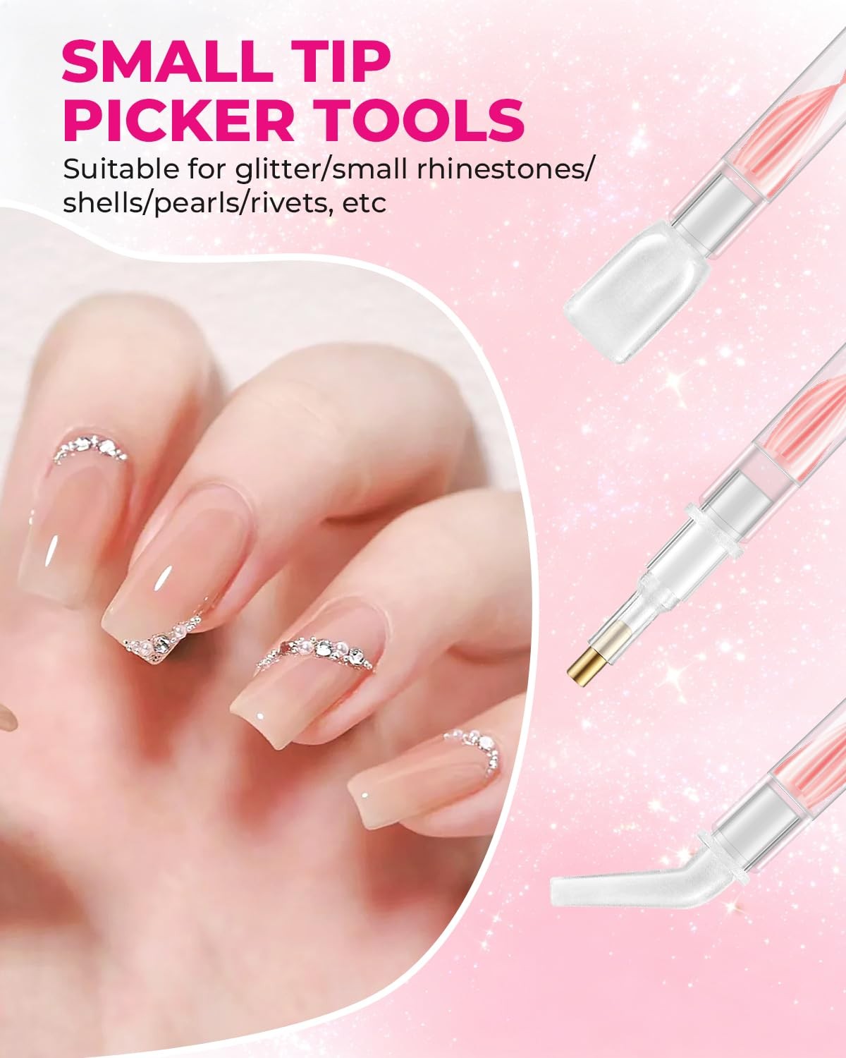 Rhinestone Picker Tool Kit: 2Pcs Rhinestone Picker Handle, Dual-Ended Rhinest…
