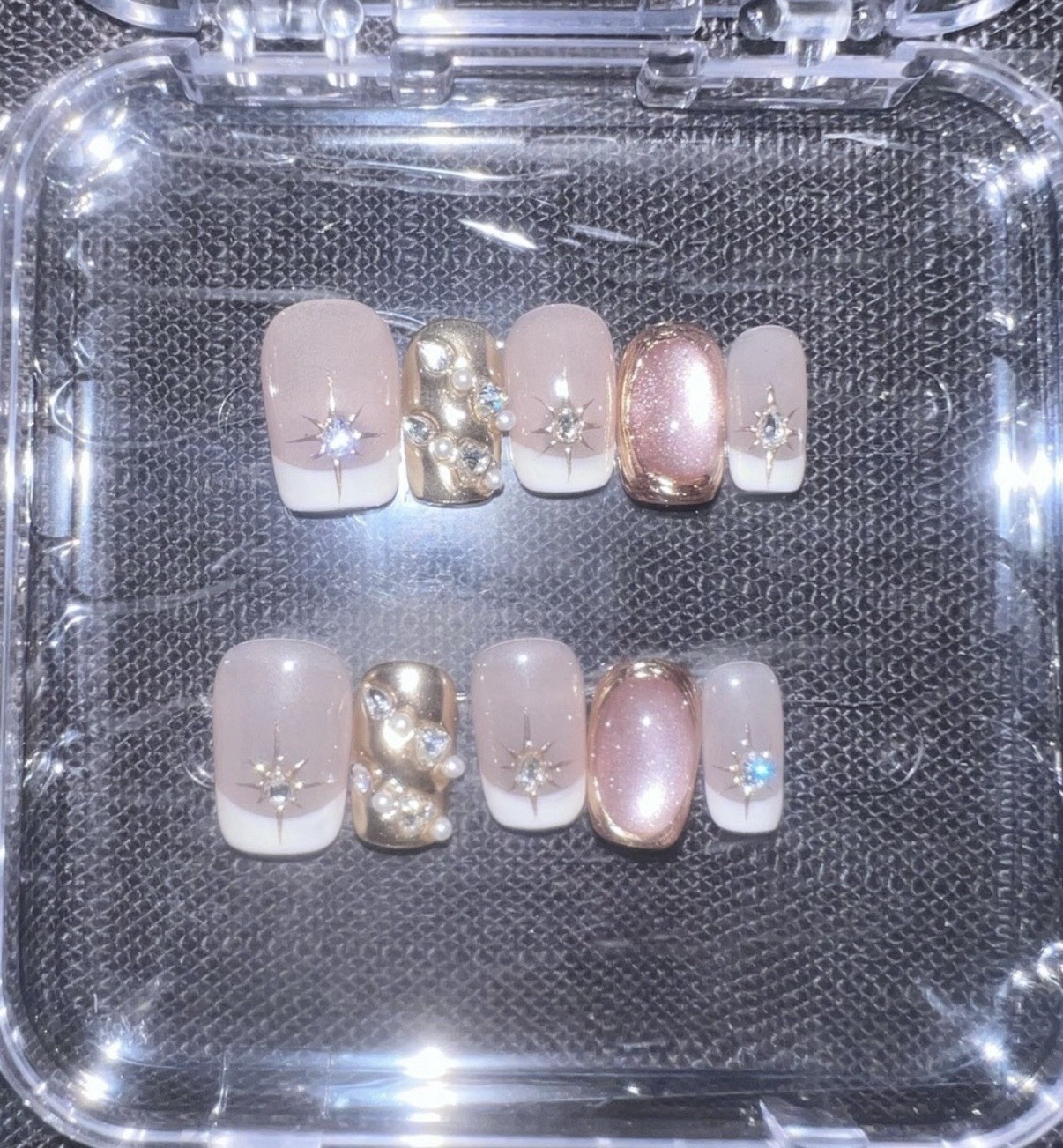 handmade women’s x-small sized reusable nails y2k coquette fairycore barbiecore
