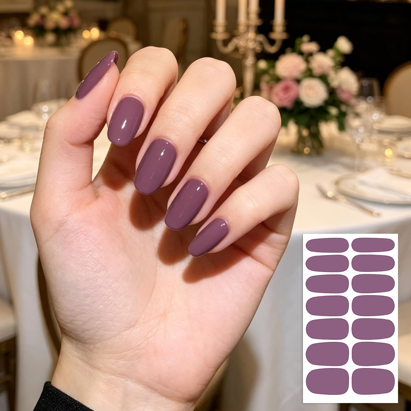 20 Sheets Dark Solid Color Series Nail Polish Strips Stickers with Nail File Sel