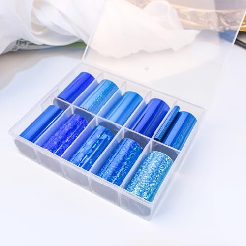 10 Rolls Mix-Design Blue Nail Foils Nail Art Transfer Foils Blue Series