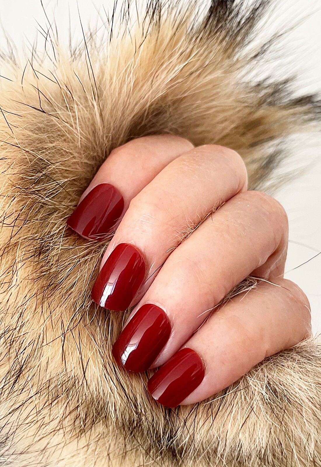 Handmade Press On Nails – Glossy Short Square Nails, Black White Red Fake Nails