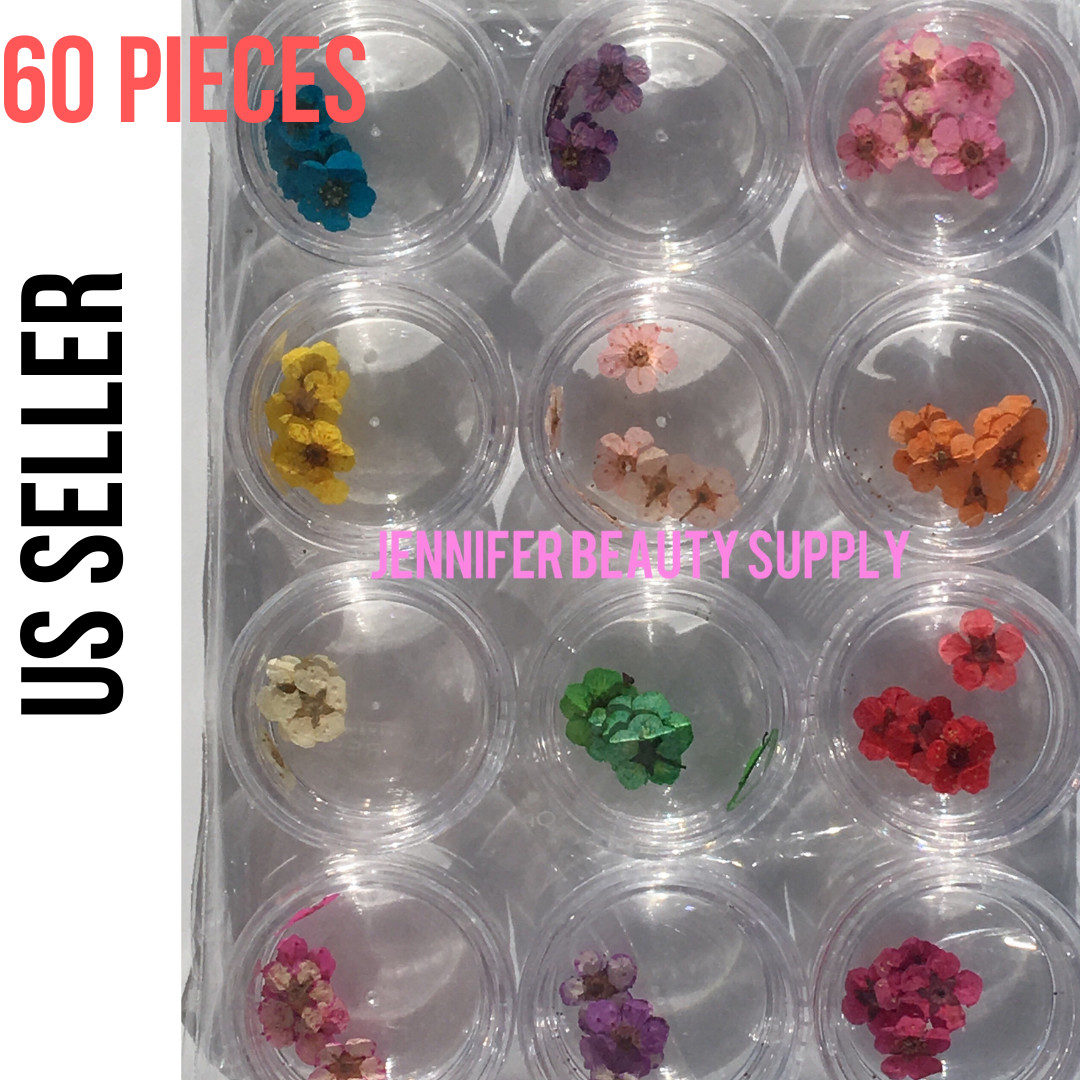 12 COLORS NAIL DRIED FLOWERS 3D NAIL ART STICKER NATURAL REAL DRY FLOWER NAIL
