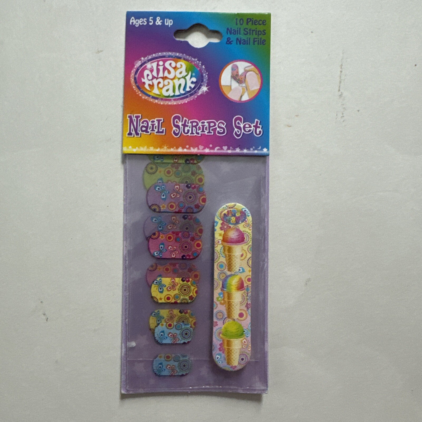 Lisa Frank Nail Strips Set Nail File Emory Board Birthday Favor Girl Gift Age 5+
