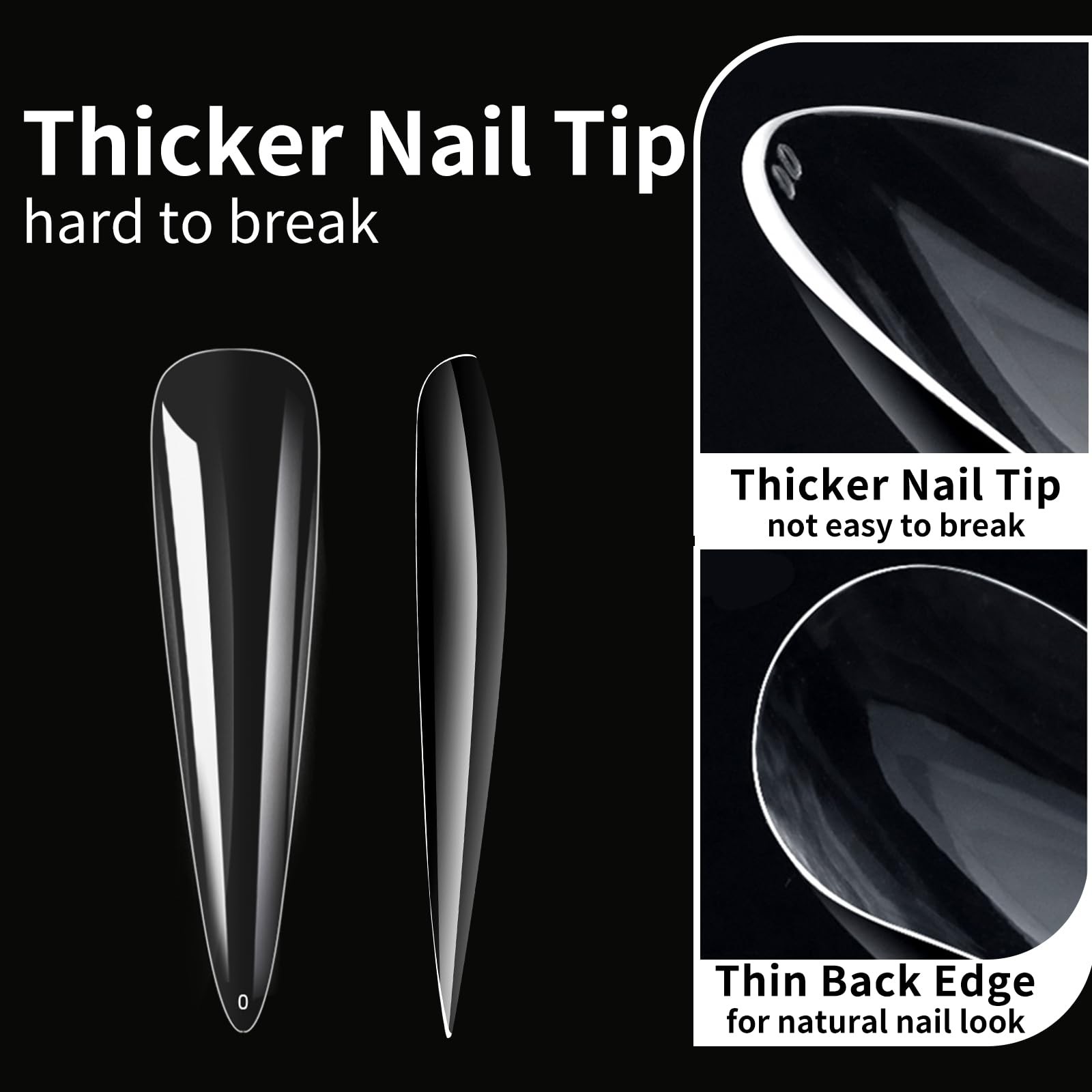 240PCS Stiletto Full Cover Soft Gel False Nails 12 Sizes Clear Matte Nail Tips
