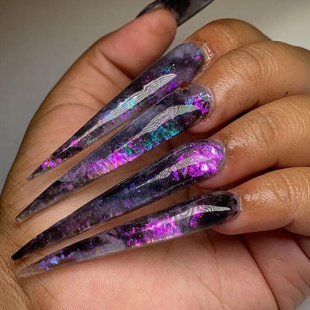 Holographic Opal Nail Art Glitter Flakes Powder Aurora Iridescent