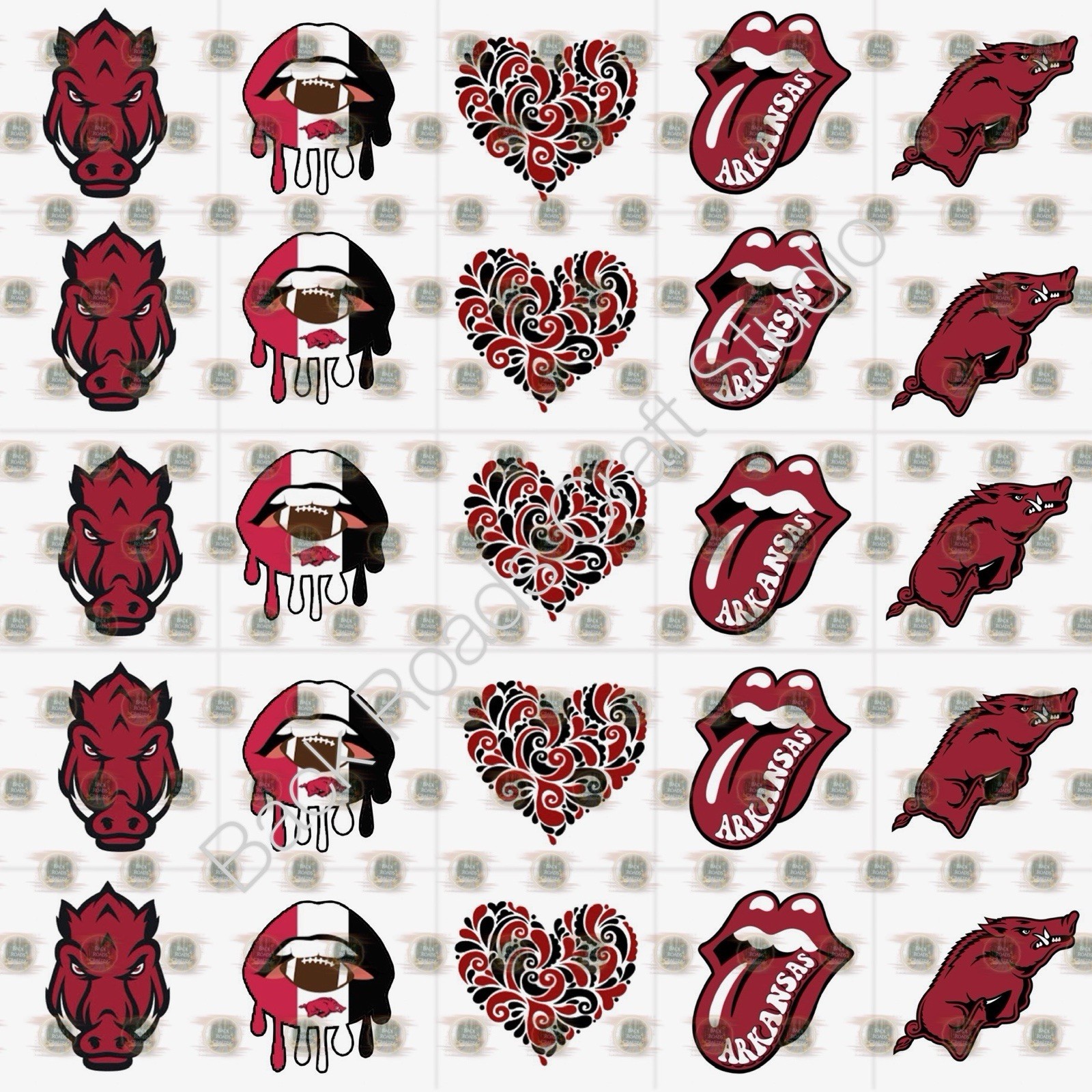 Arkansas Razorbacks Waterslide Finger Nail Decals Instructions (set of 50) JS