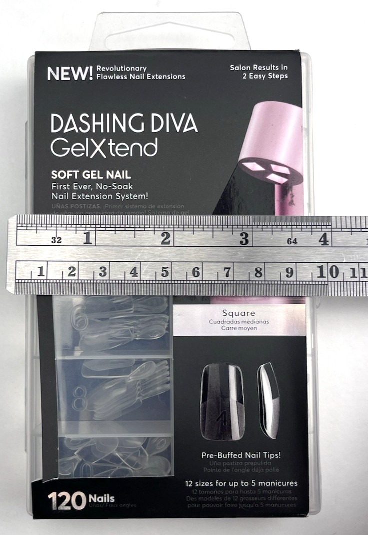 New 2-pk(240Nails) Dashing Diva GelXtend Clear Square Soft Gel Nail Extension