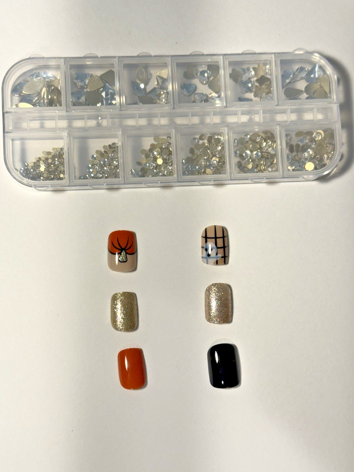 Halloween Press-On Nail Bundle – 2 Sets (Spider & Ghost Designs) + Nail Charms |