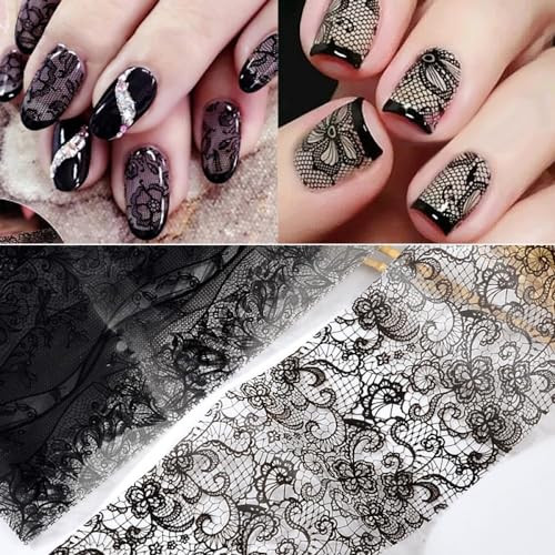 10 Sheets Black Lace Nail Art Foil Transfer Stickers Foils Nail Art Supplies