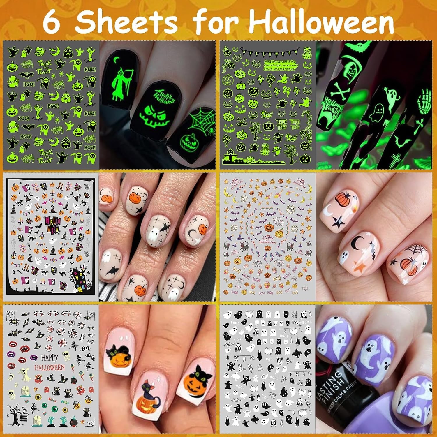 30 Sheets 7 Holiday Nail Art Stickers, Mixed Season Nail Decals Set for All ,…