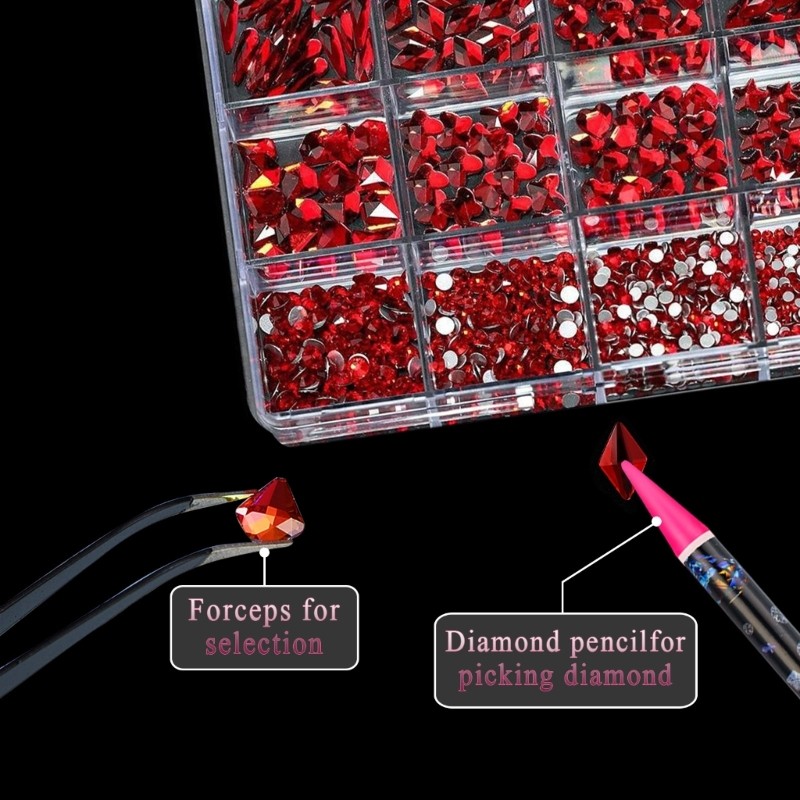 Irregular Shaped Flat Back Nail Rhinestones 12Grid Resin Gems For Salon DIY